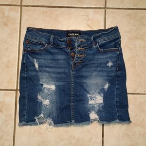 NWOT Ripped Distressed Jean Skirt Medium Dark Wash